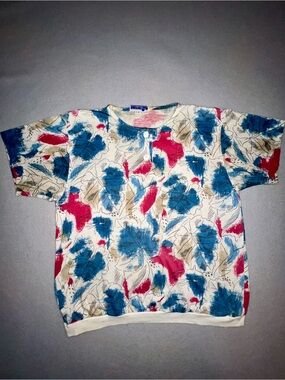 Vintage 80s Cape Cod Sportswear Women's Abstract Floral Button Top M